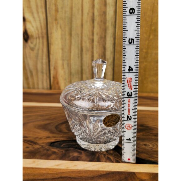 Vintage Crystal DArques Lidded Candy Dish With Starburst Design - Picture 9 of 11